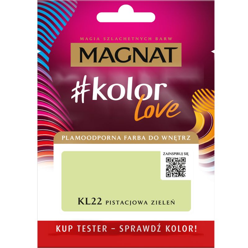 Tester farby plamoodpornej Magnat #kolorLove KL22 pistacjowa zieleń 0,025 l