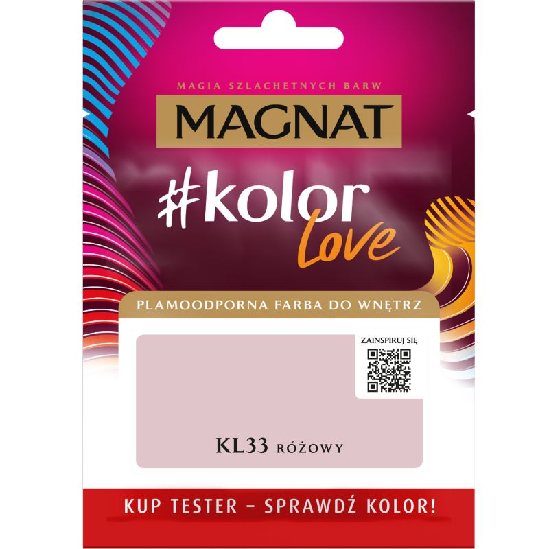 Tester farby plamoodpornej Magnat #kolorLove KL33 różowy 0,025 l