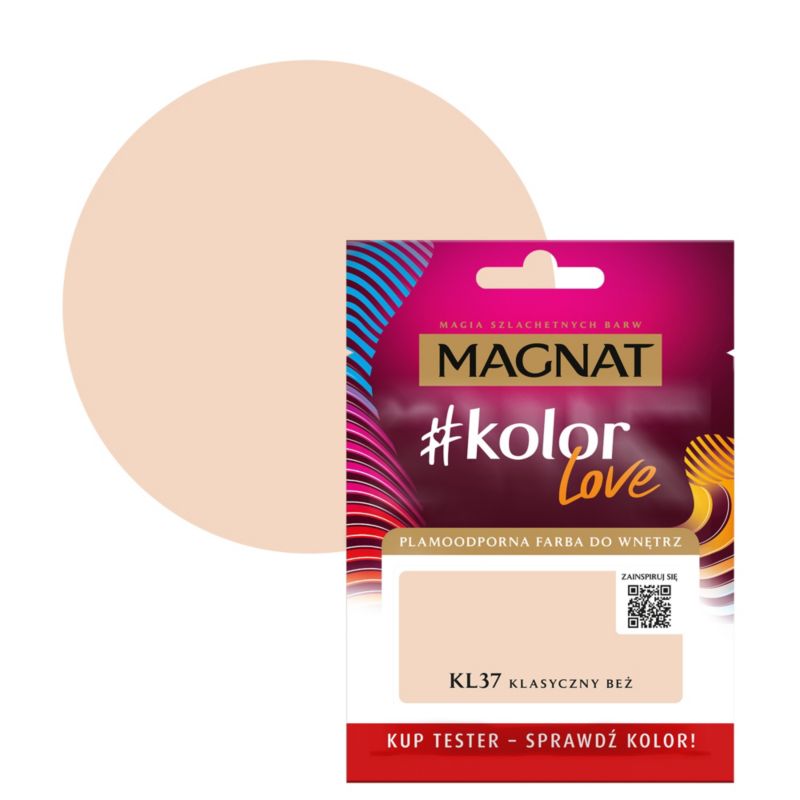 Tester farby plamoodpornej Magnat #kolorLove KL37 klasyczny beż 0,025 l