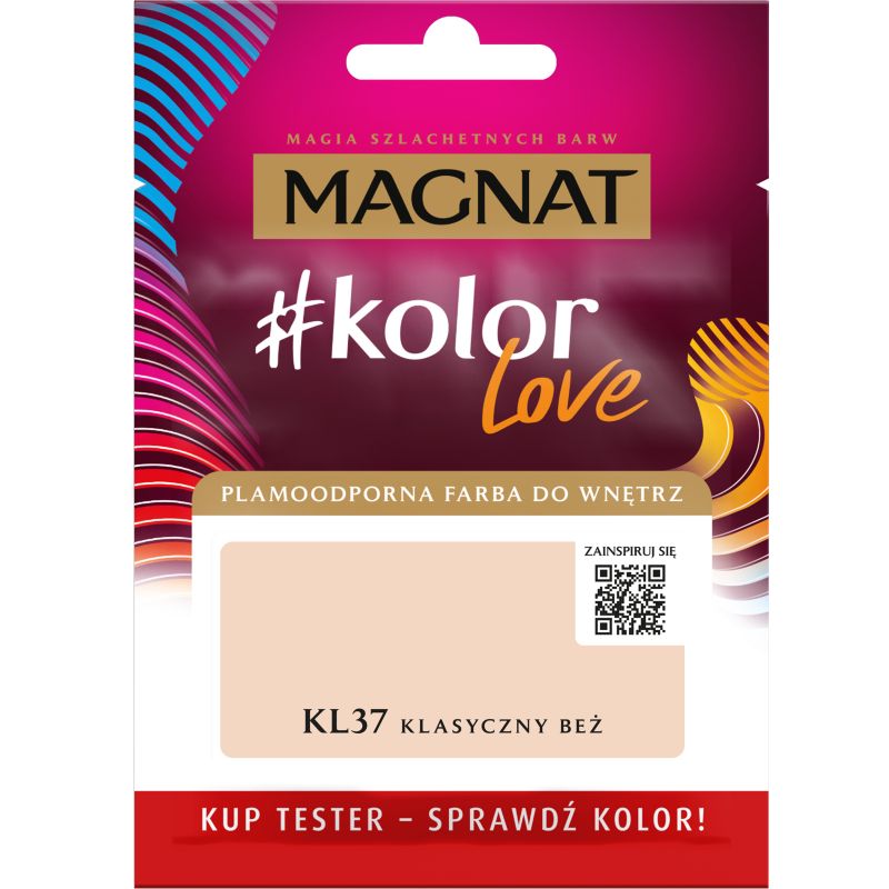 Tester farby plamoodpornej Magnat #kolorLove KL37 klasyczny beż 0,025 l