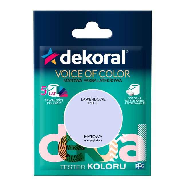 Testerfarby kolorowej Dekoral Voice of Color lawendowe pole 0,05 l