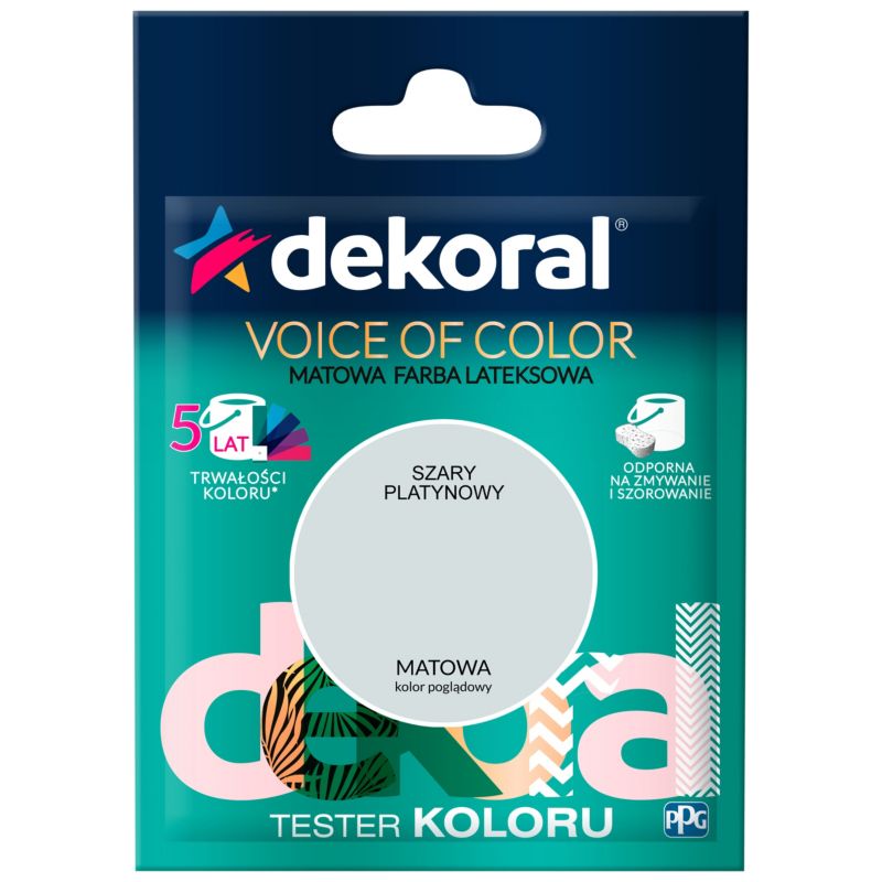 Testerfarby kolorowej Dekoral Voice of Color szary platynowy 0,05 l