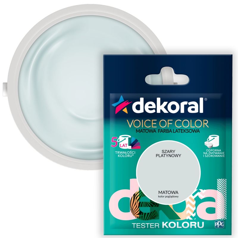 Testerfarby kolorowej Dekoral Voice of Color szary platynowy 0,05 l