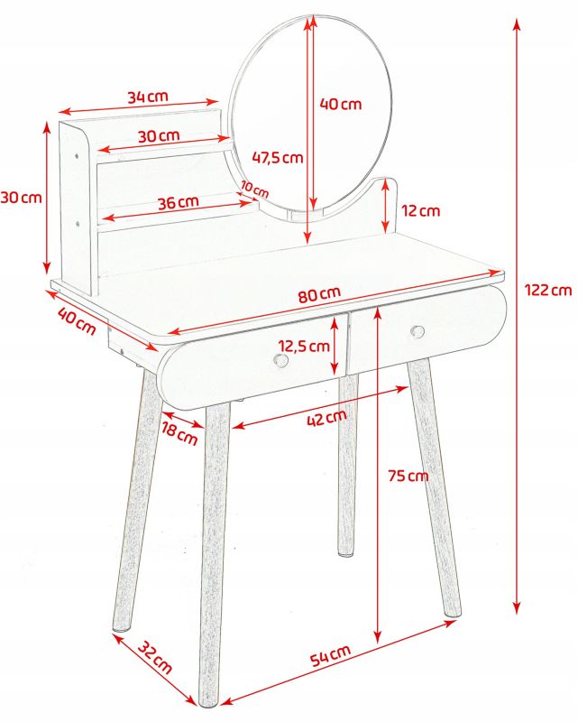 Toaletka Edanti 102x40x76 cm biały 1 szt.