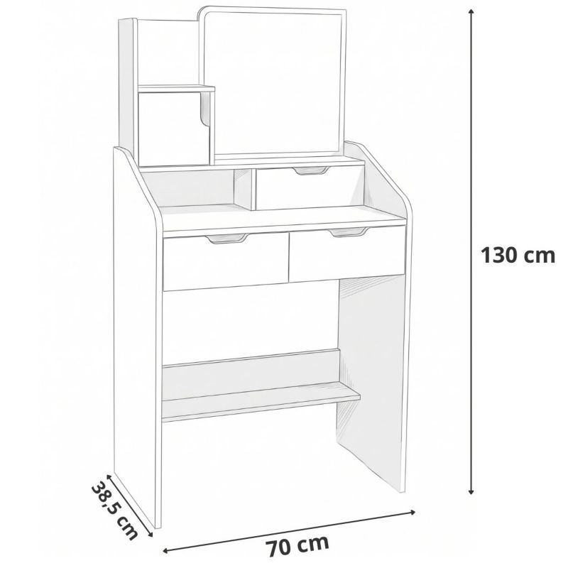 Toaletka FUNFIT HOME&OFFICE z lustrem biała 70 x 130 cm 1szt.