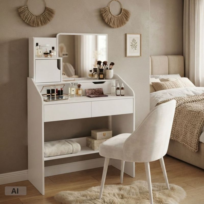 Toaletka FUNFIT HOME&OFFICE z lustrem biała 70 x 130 cm 1szt.