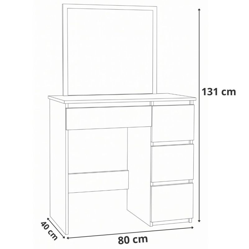 Toaletka FUNFIT HOME&OFFICE z lustrem biała 80 x 132 cm 1szt.