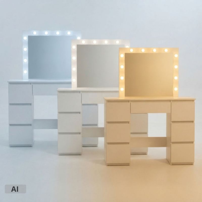 Toaletka FUNFIT HOME&OFFICE z lustrem biała LED 100 x 135 cm 1szt.