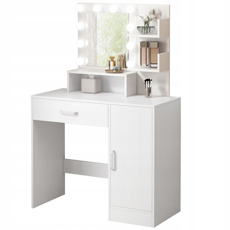 Toaletka kosmetyczna Rebiko makijażu wizażu z lustrem led nowoczesna glamour loft 1szt