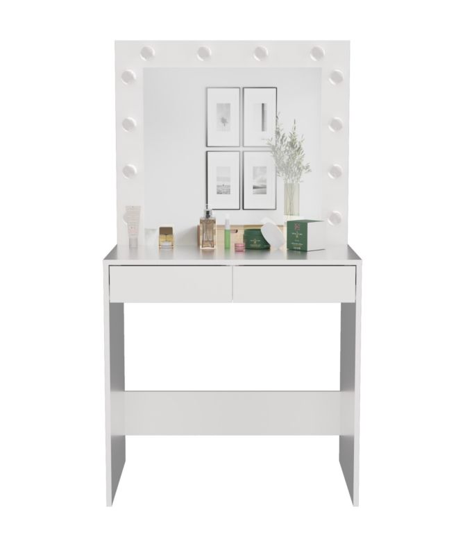 Toaletka Kosmetyczna Topeshop Z LUSTREM MARINA Z BIURKIEM 2S BIAŁA 50x81x150 cm 1 szt.