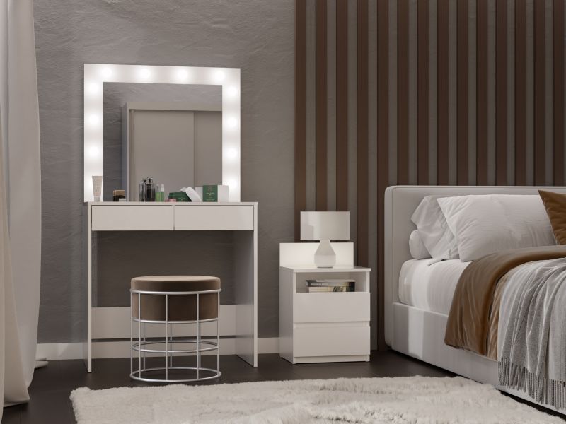 Toaletka Kosmetyczna Topeshop Z LUSTREM MARINA Z BIURKIEM 2S BIAŁA 50x81x150 cm 1 szt.