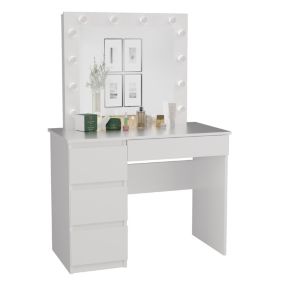 Toaletka Kosmetyczna Topeshop z Lustrem Marina z Biurkiem Mijas Lewe Biel 51x98x146 cm 1 szt.