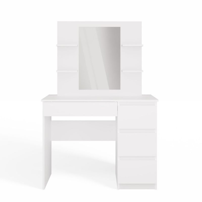 Toaletka  Topeshop Marina 4P Lustro Mijas Prawe 4 Szuflady 4 Półki Biała Do Sypialni 51x98x146 cm 1 szt.