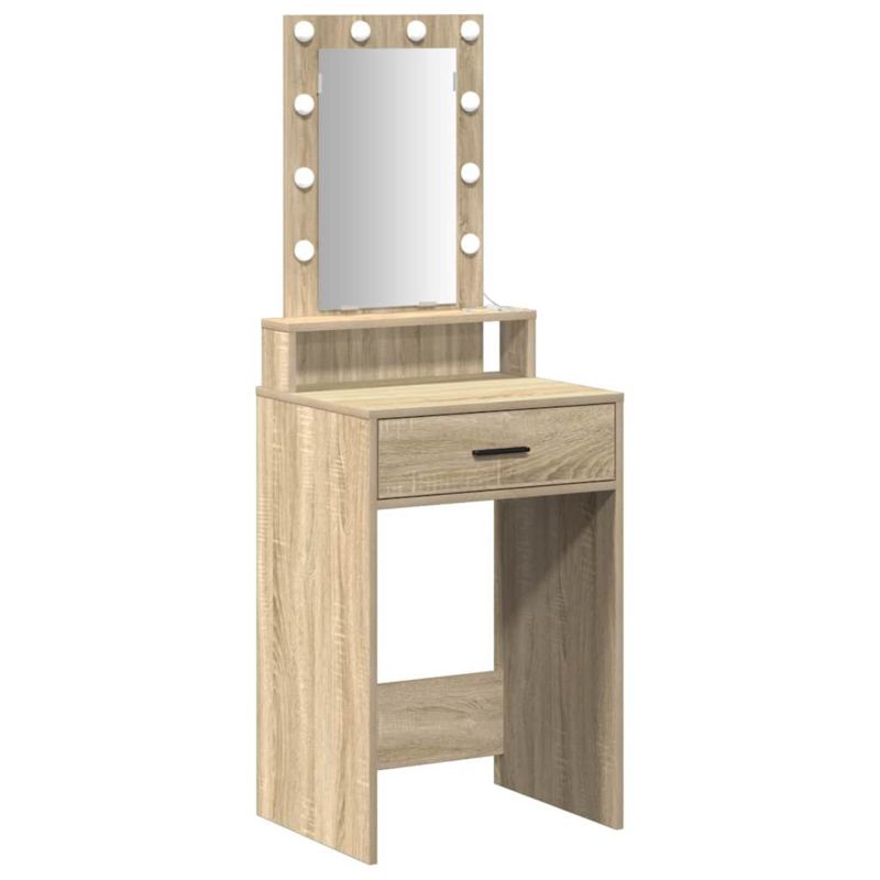 Toaletka vidaXL brązowa z lustrem i oświetleniem LED 50 x 41 x 140 cm 1 szt.