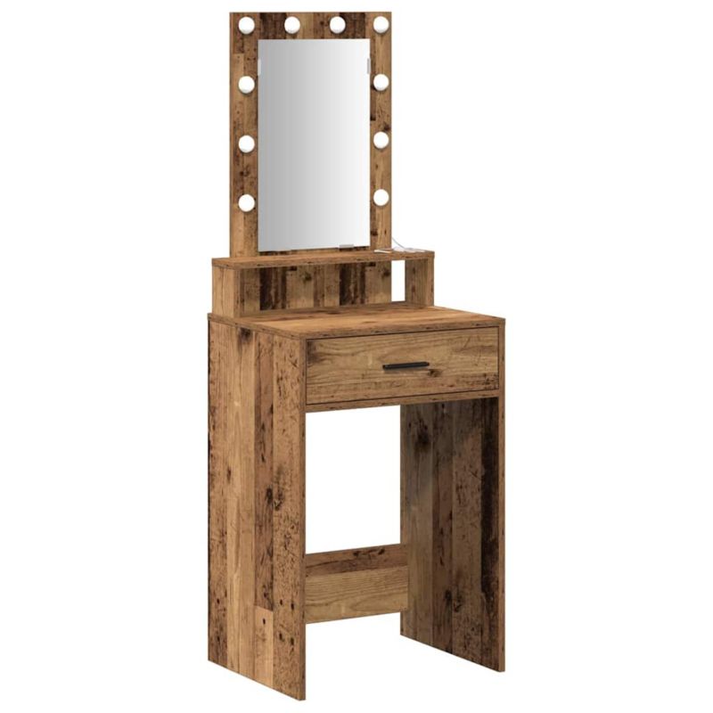 Toaletka vidaXL brązowa z lustrem i oświetleniem LED 50 x 41 x 140 cm elegancka 1 szt.