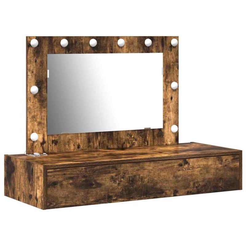 Toaletka vidaXL brązowa z lustrem i szufladą materiał drewnopochodny 100 x 40 x 70 cm 1 szt.