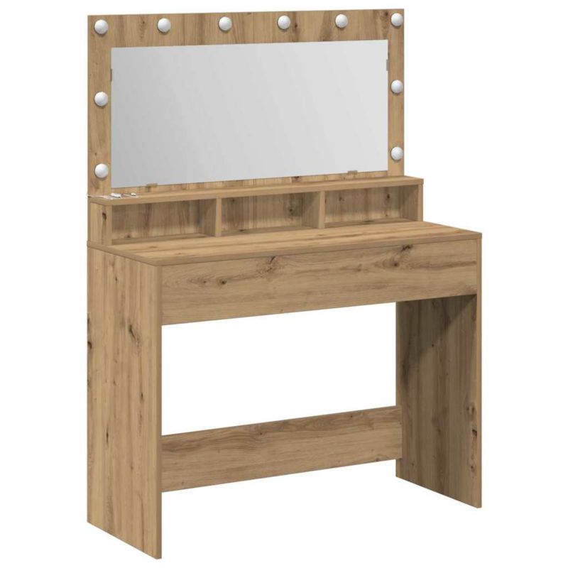 Toaletka vidaXL dąb rzemieślniczy z lustrem i oświetleniem LED 100 x 41 x 135 cm 1 szt.