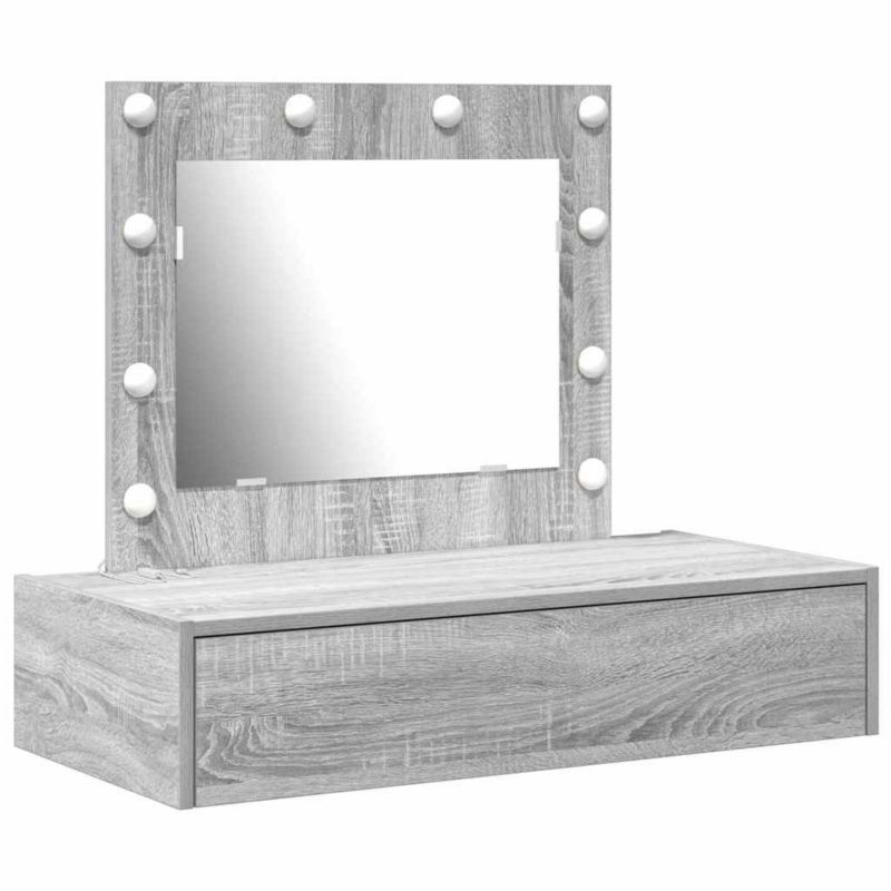 Toaletka vidaXL szara z lustrem, szufladą i oświetleniem USB 83 x 40 x 70 cm 1 szt.
