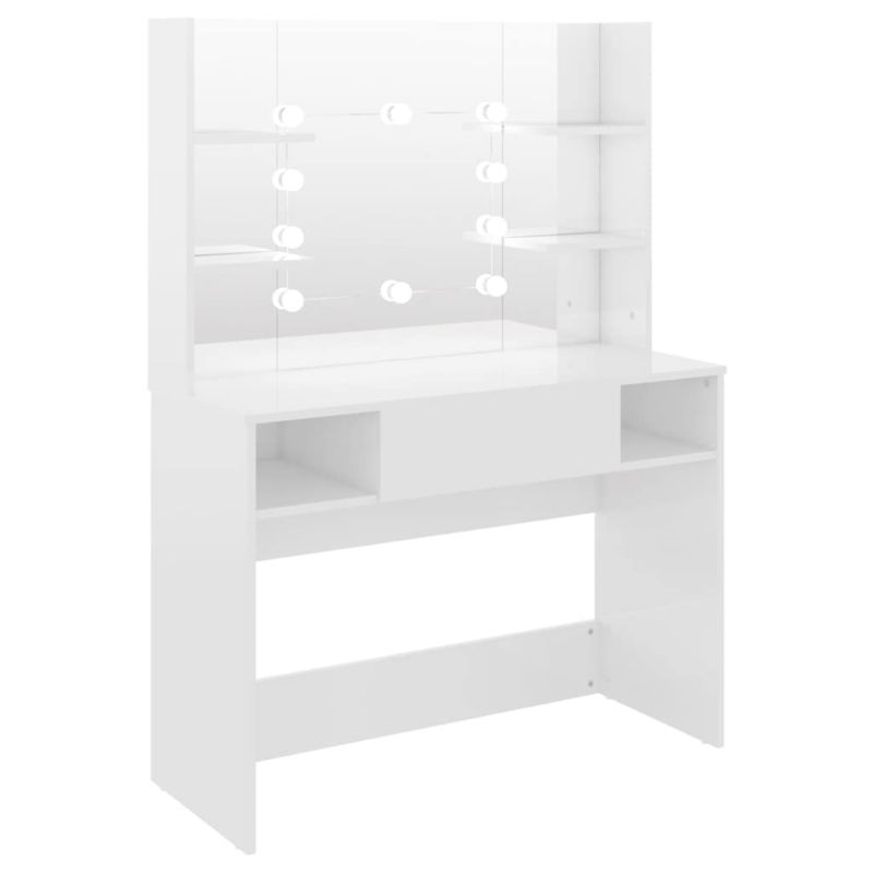 Toaletka vidaXL z lustrem i oświetleniem LED biała MDF 100 x 40 x 135 1 szt.