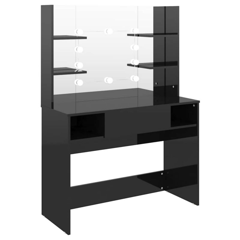 Toaletka vidaXL z lustrem i oświetleniem LED czarna MDF 1 szt.