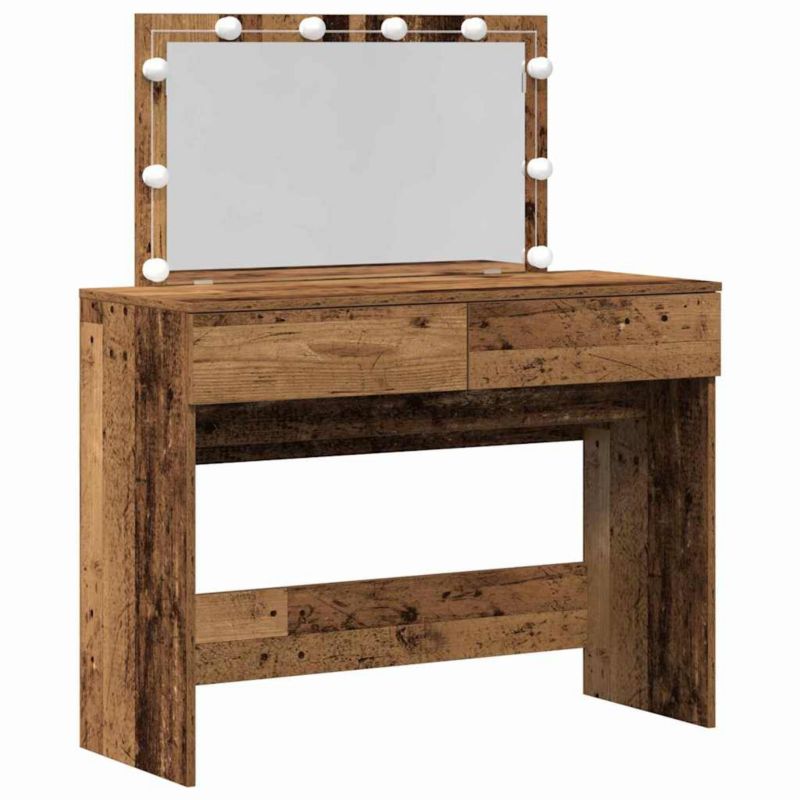 Toaletka vidaXL z lustrem i oświetleniem LED stare drewno 100 x 40 x 120 cm 1 szt.