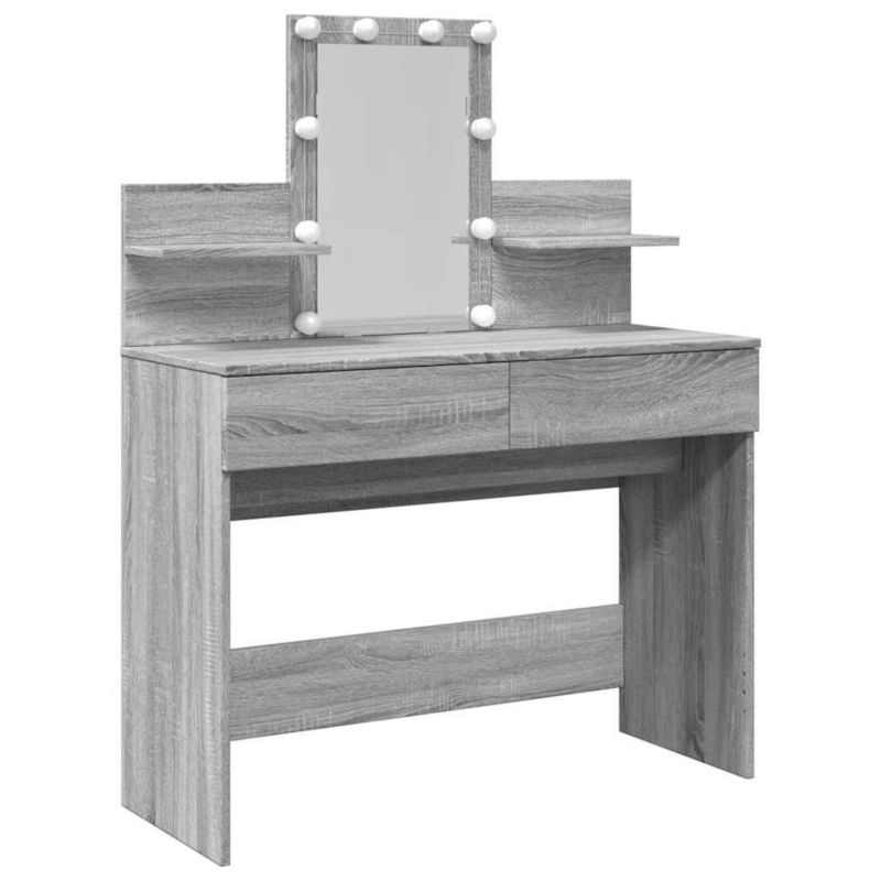 Toaletka vidaXL z lustrem i oświetleniem LED szary dąb sonoma 100 x 40 x 130 elegancka 1 szt.
