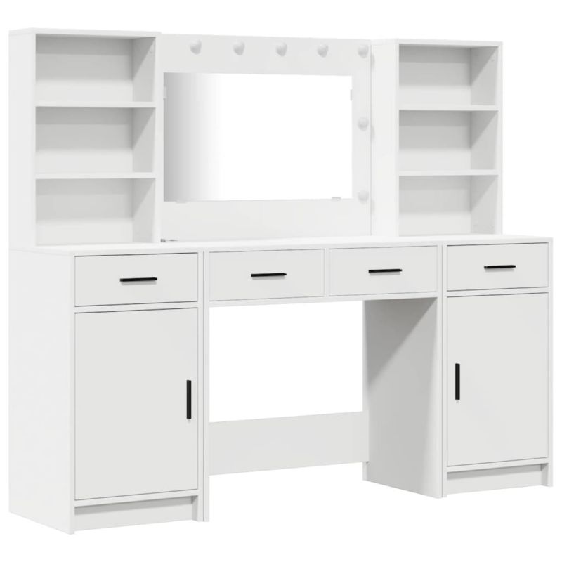 Toaletka vidaXL zestaw 3-elementowy z lustrem LED biały 158,5 x 41 x 135 cm 1 szt.