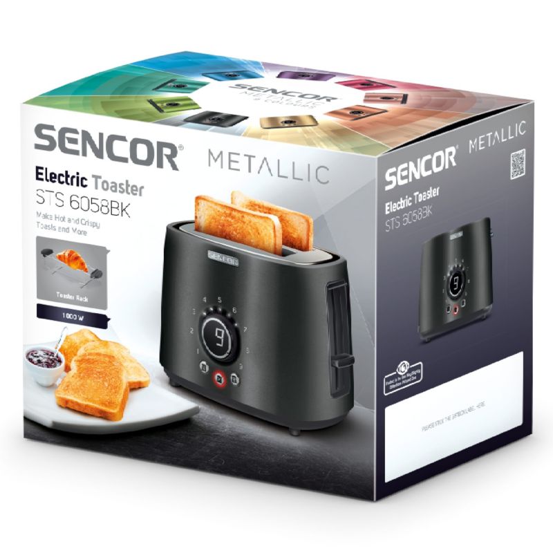Toster Sencor STS 6058BK Elektryczny 2 Tosty Timer 1000W 1szt