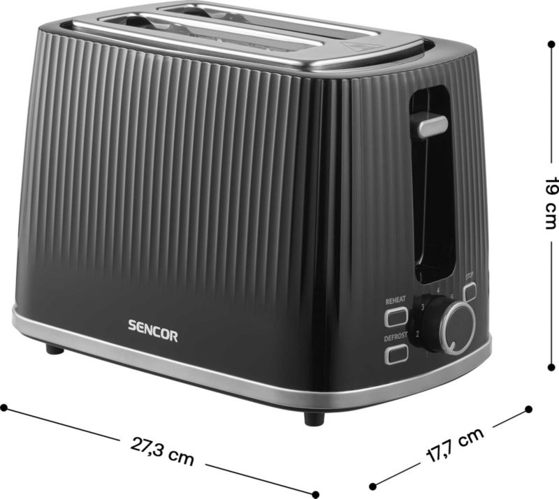 Toster Sencor STS 7511BK Elektryczny 2 Tosty Czarny 930W Rozmrażanie 1szt