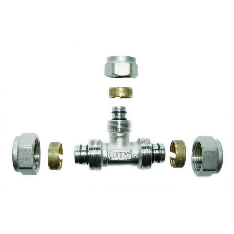 Trójnik PEX Redukcyjny Skręcany 20x20x16 mm 1MPa 95C INVENA Prov 1 szt.