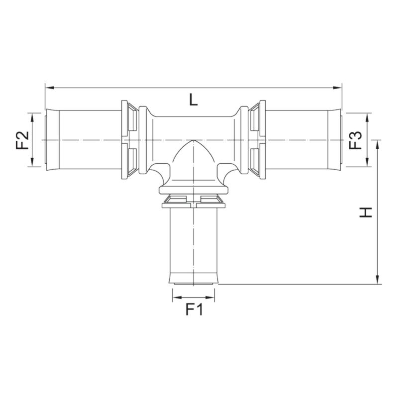 Trójnik PEX Zaciskowy Zaprasowywany 32x16x32 mm Redukcyjny 95C Invena PROV 1 szt.