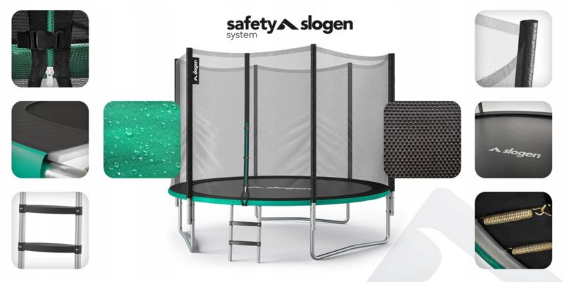 Trampolina 10FT Slogen Basic 312cm z siatką zewnętrzną i drabinką 1szt.