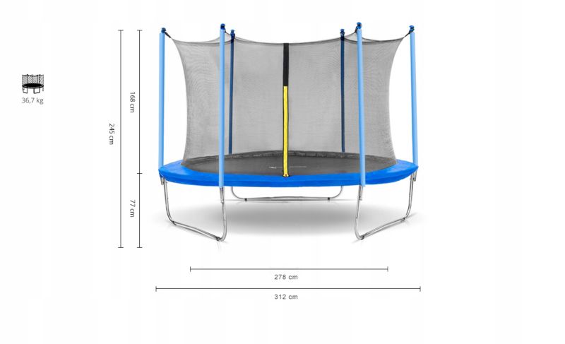 Trampolina Corciano ogrodowa Total Sport 244 cm 8FT z siatką wewnętrzną + drabinka 1szt.