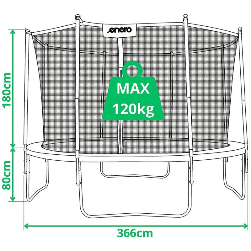 Trampolina Enero  batuta ogrodowa składana z siatką wewnętrzną 12Ft 366cm  1szt