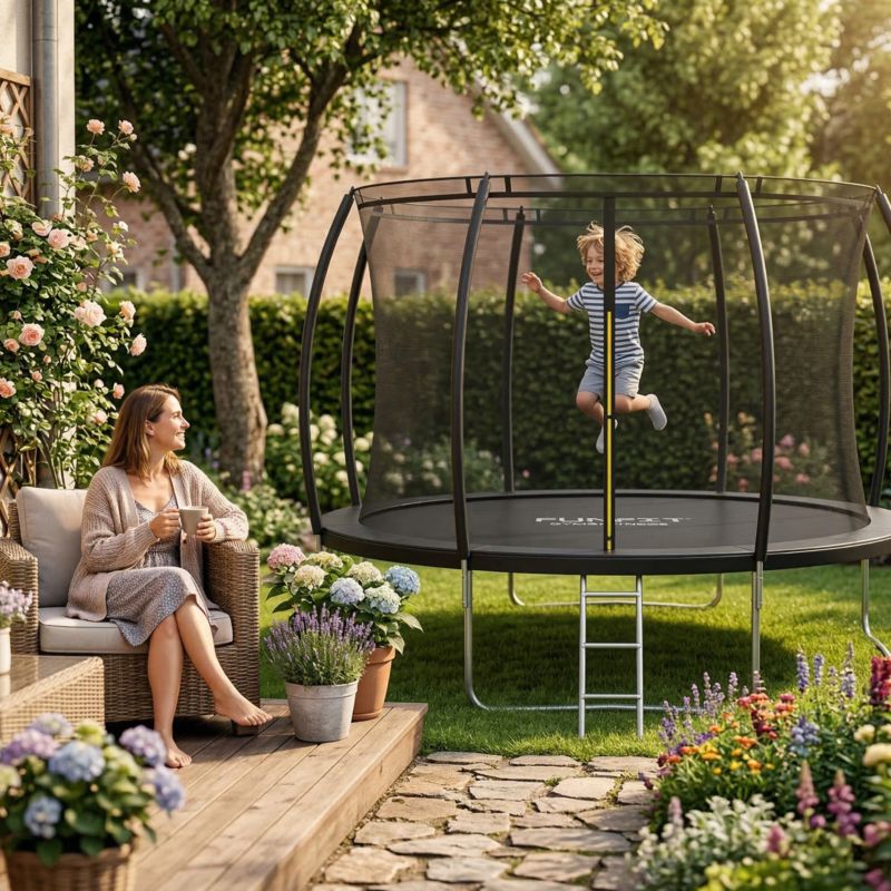 Trampolina ogrodowa FUNFIT GYM&FITNESS 374 cm 12 ft z siatką wewnętrzną premium 1 szt.