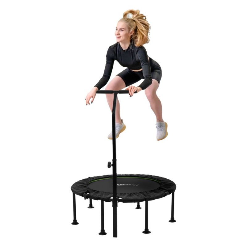 Trampolina ogrodowa Hauki fitness składana zielona 102 cm rebounder cicha mini z regulowanym uchwytem bungee do ćwiczeń 1 szt.