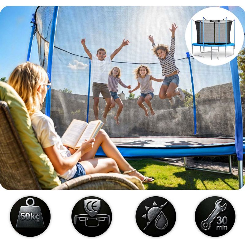 Trampolina ogrodowa Neo-Sport 183cm 6ft + drabinka + siatka wewnetrzna 1szt.