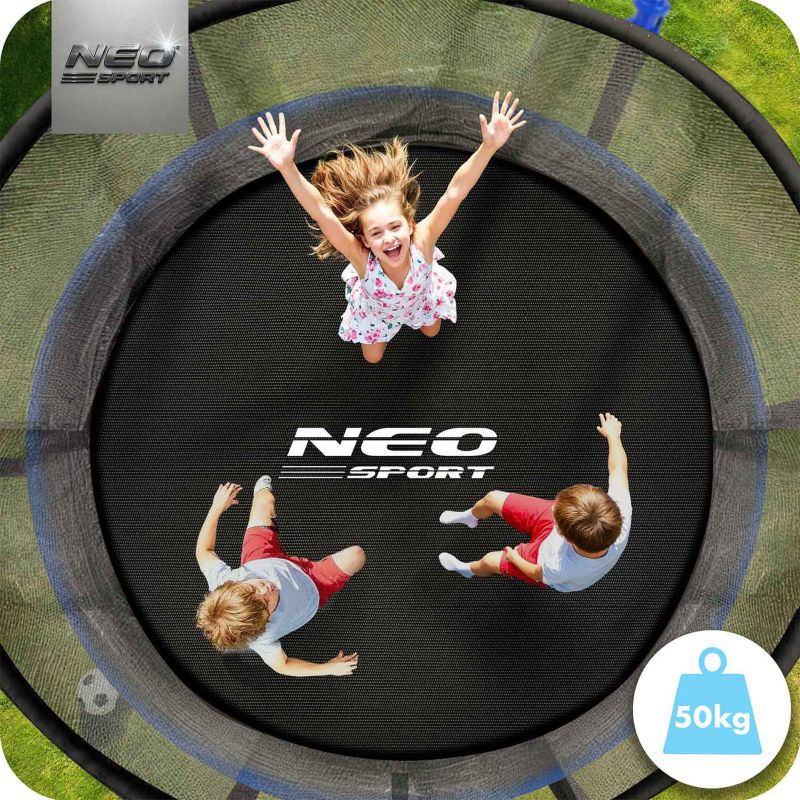 Trampolina ogrodowa Neo-Sport 183cm 6ft + drabinka + siatka wewnetrzna niebieska 1szt.