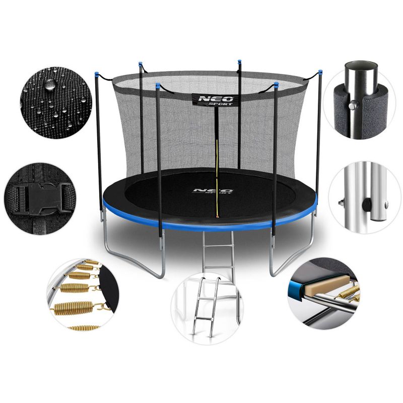 Trampolina ogrodowa Neo-Sport 183cm 6ft + drabinka + siatka wewnetrzna niebieska 1szt.