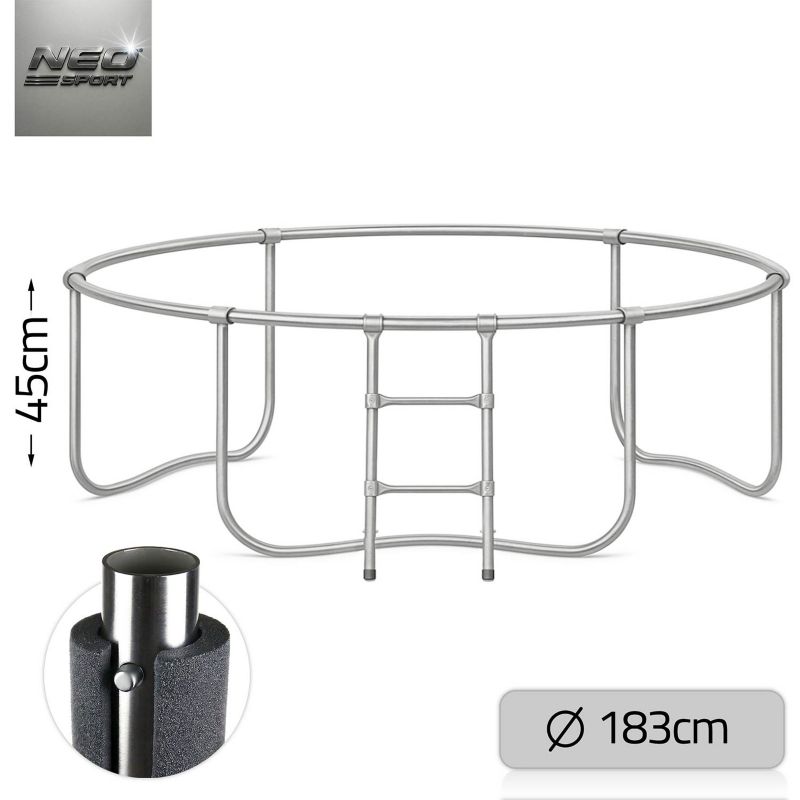Trampolina ogrodowa Neo-Sport 183cm 6ft + drabinka + siatka wewnetrzna niebieska 1szt.