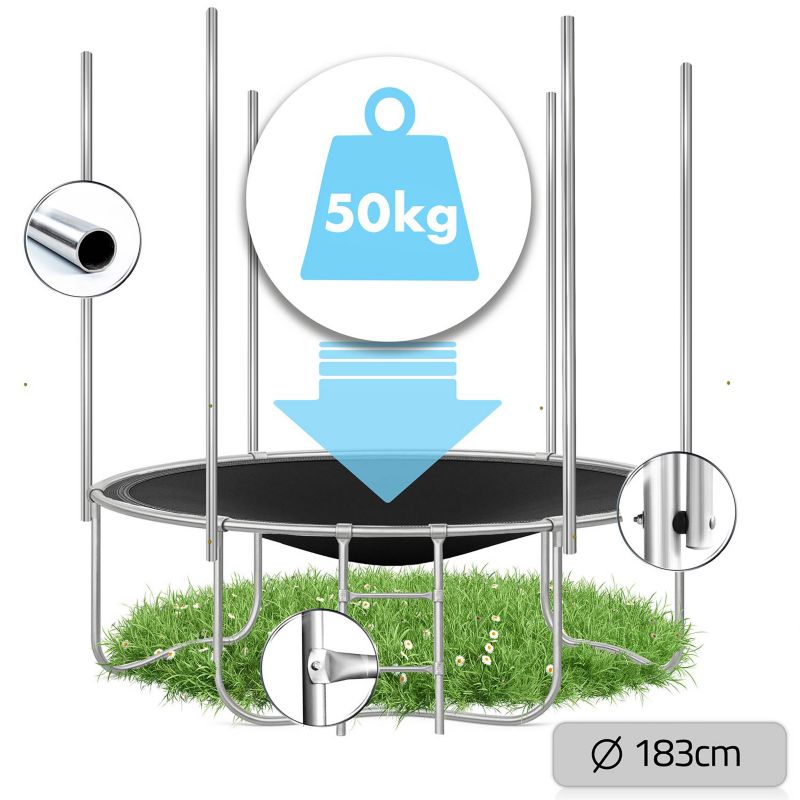 Trampolina ogrodowa Neo-Sport 183cm 6ft + drabinka + siatka wewnetrzna niebieska 1szt.
