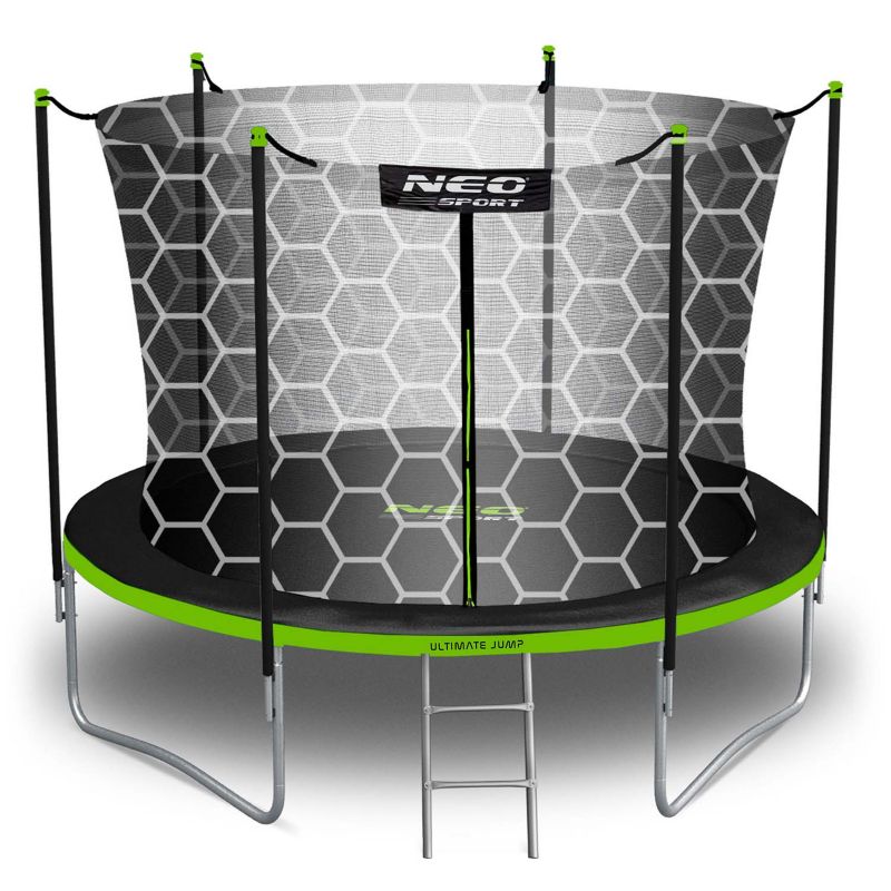 Trampolina ogrodowa Neo-Sport 183cm 6ft + drabinka + siatka wewnetrzna zielona 1szt.