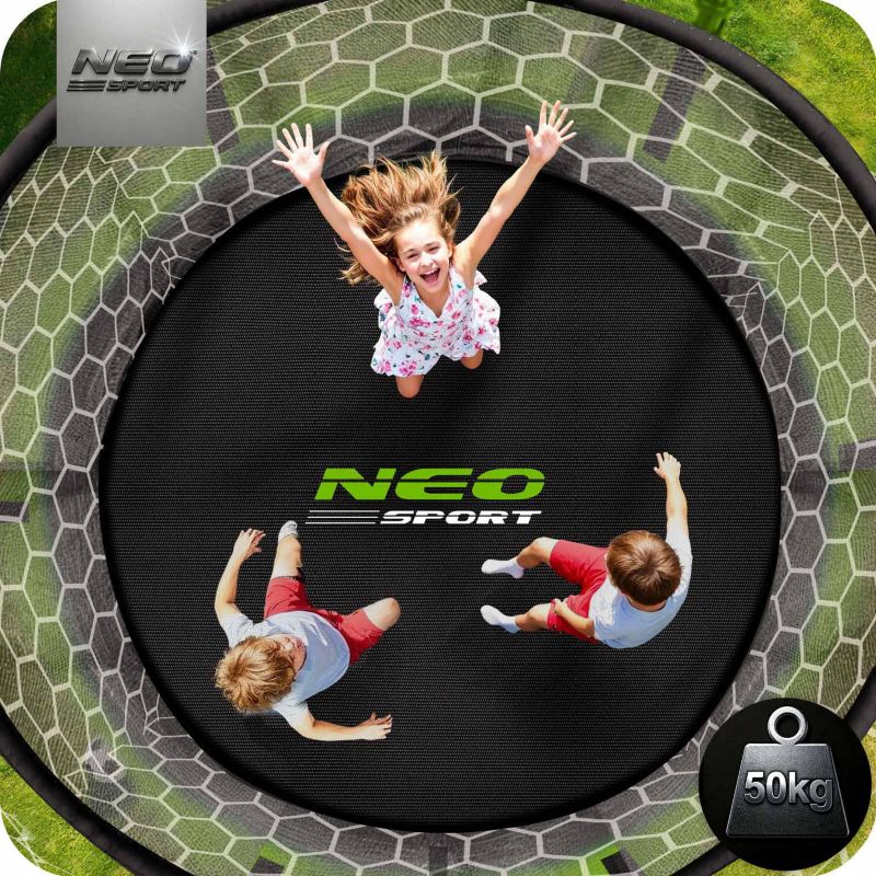 Trampolina ogrodowa Neo-Sport 183cm 6ft + drabinka + siatka wewnetrzna zielona 1szt.