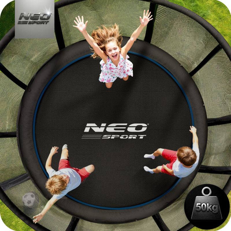 Trampolina ogrodowa Neo-Sport 183cm 6ft + drabinka + siatka zewnetrzna niebieska 1szt.