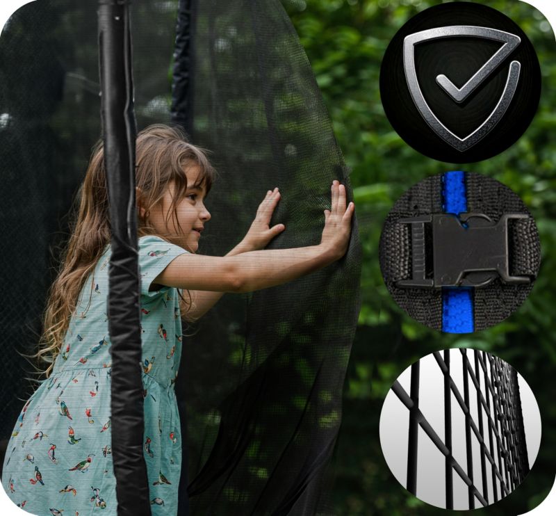 Trampolina ogrodowa Neo-Sport 183cm 6ft + drabinka + siatka zewnetrzna niebieska 1szt.