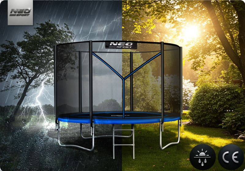 Trampolina ogrodowa Neo-Sport 183cm 6ft + drabinka + siatka zewnetrzna niebieska 1szt.