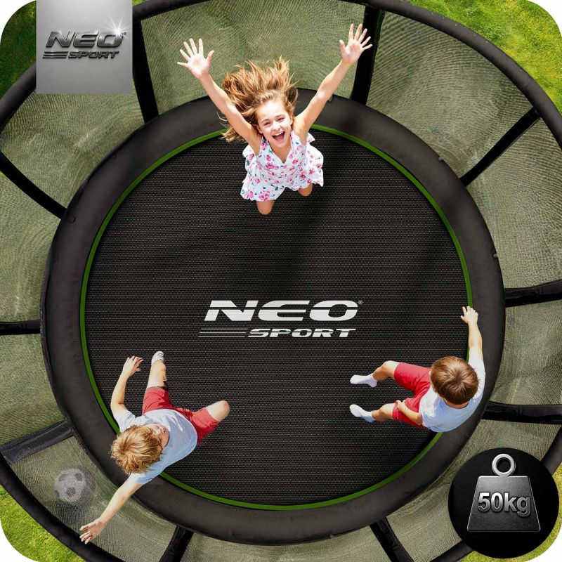 Trampolina ogrodowa Neo-Sport 183cm 6ft + drabinka + siatka zewnetrzna zielona 1szt.