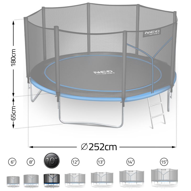 Trampolina ogrodowa Neo-Sport 312cm 10ft + drabinka + siatka zewnetrzna 1szt.