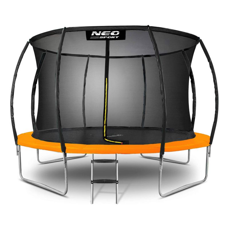 Trampolina ogrodowa Neo-Sport 374cm 12ft + drabinka + siatka wewnetrzna pomarańczowa 1szt.