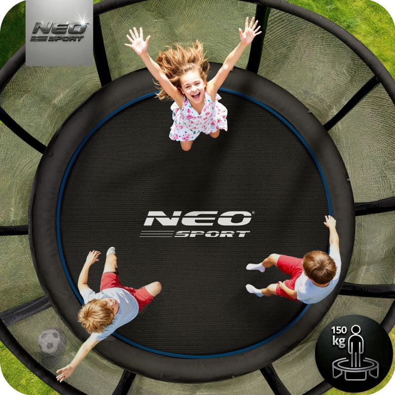 Trampolina ogrodowa Neo-Sport 374cm 12ft + drabinka + siatka zewnetrzna 1szt.